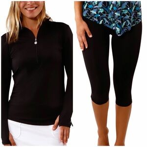UV SKINZ Black Long Sleeve Top and Capri Leggings Swim Set